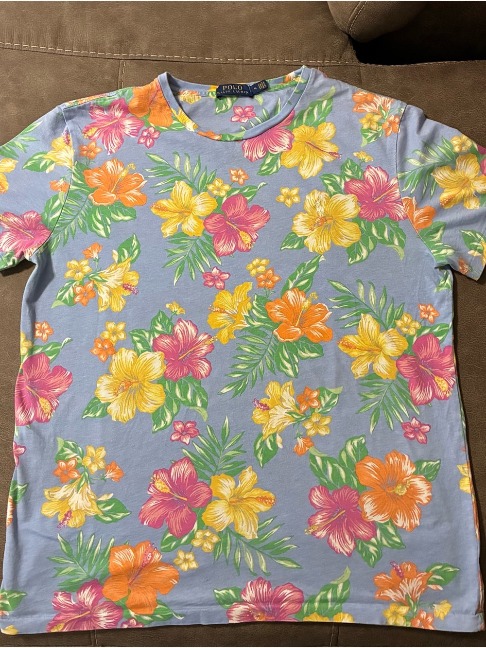 Polo Ralph Lauren Men’s Blue Cotton Knit Classic Fit Floral Crew Neck Tee M